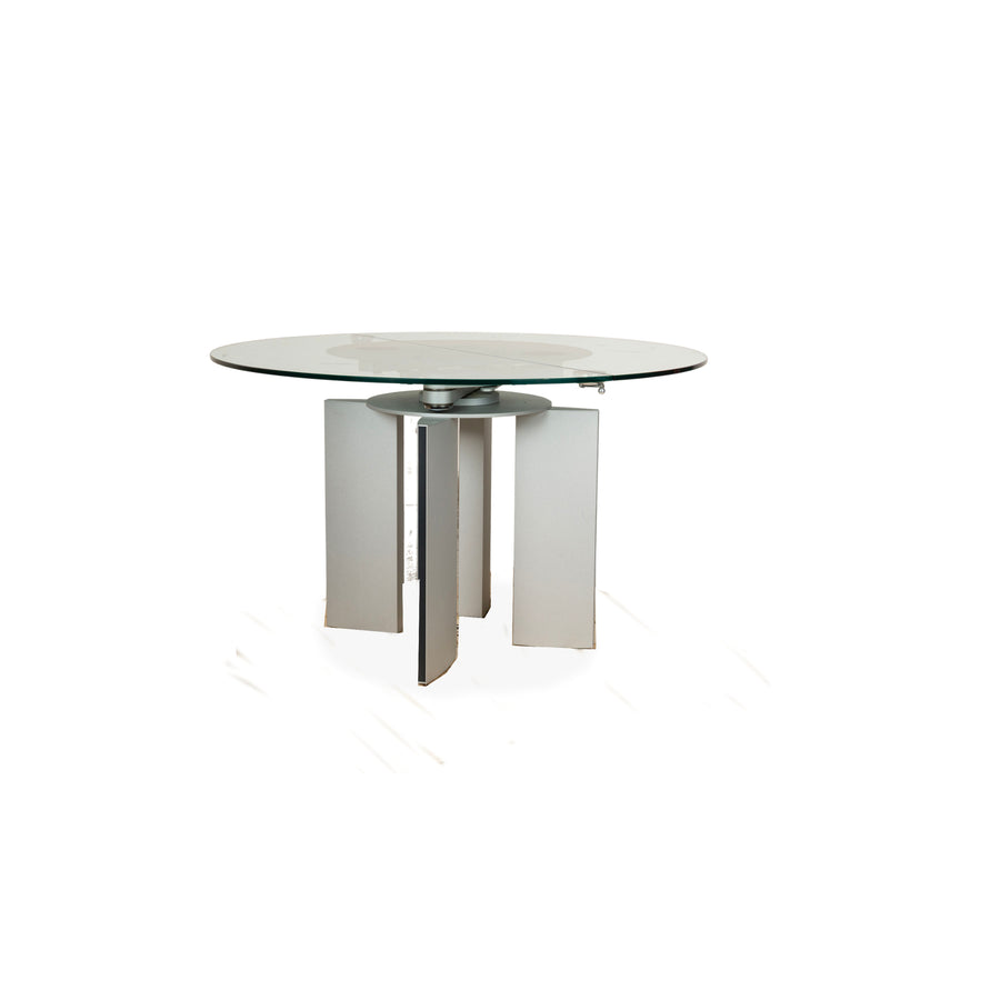 Ronald Schmitt K / G 750 / E Glas Esstisch Silber Ausziehfuntion 120-180 x 120 cm