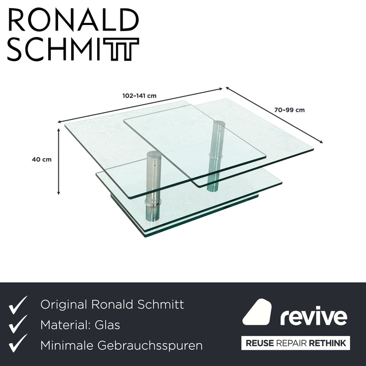 Ronald Schmitt K500 Glas Couchtisch Silber manuelle Funktion