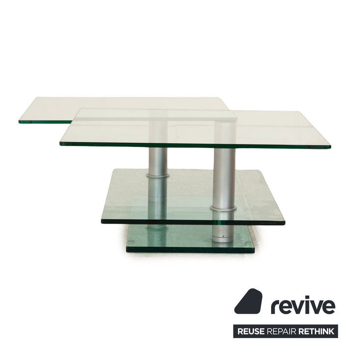 Ronald Schmitt K500 Glas Couchtisch Silber mnauelle Funktion