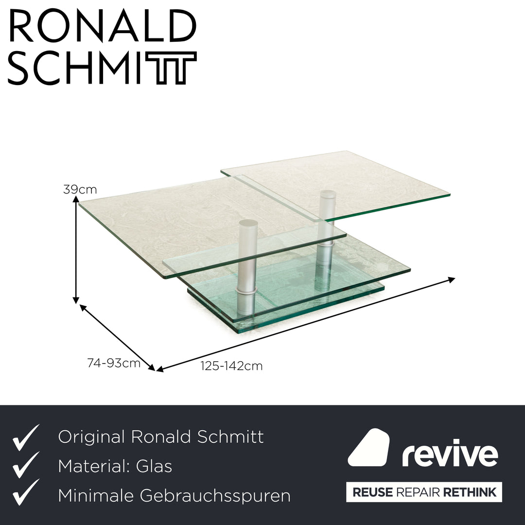 Ronald Schmitt K500 Glas Couchtisch Silber mnauelle Funktion
