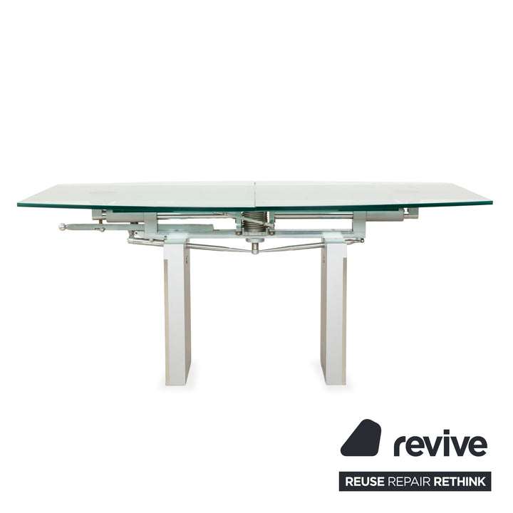 Ronald Schmitt K5000 Glas Esstisch Silber Chrom manuelle Funktion