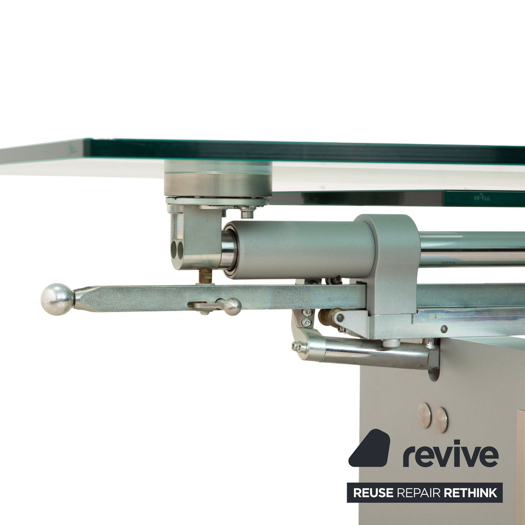 Ronald Schmitt K5000 Glas Esstisch Silber Chrom manuelle Funktion