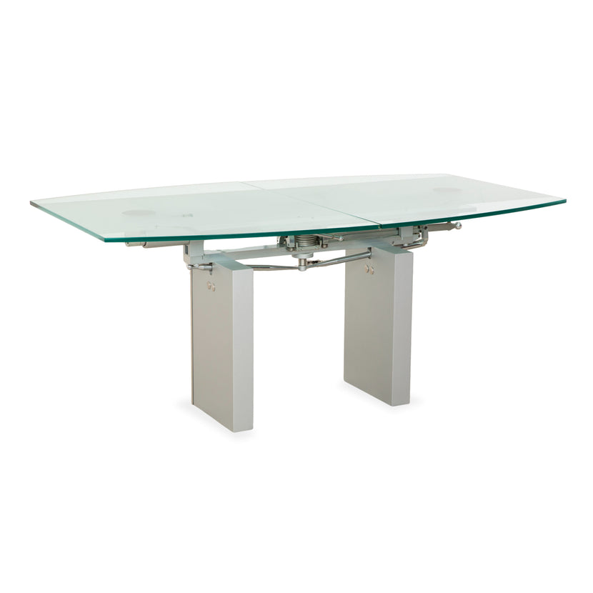 Ronald Schmitt K5000 glazen eettafel zilver chroom handmatige functie