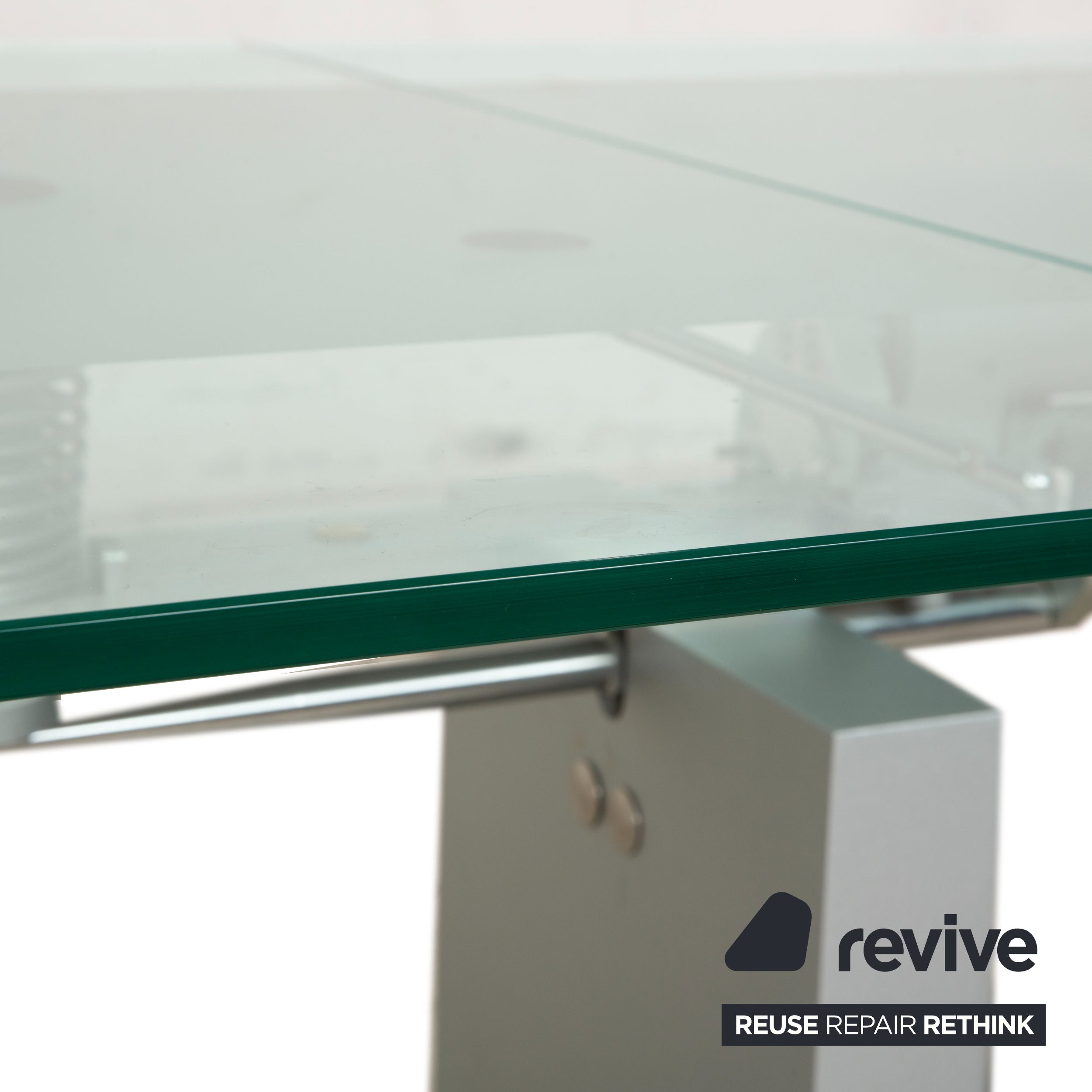 Ronald Schmitt K5000 Glas Esstisch Silber Chrom manuelle Funktion