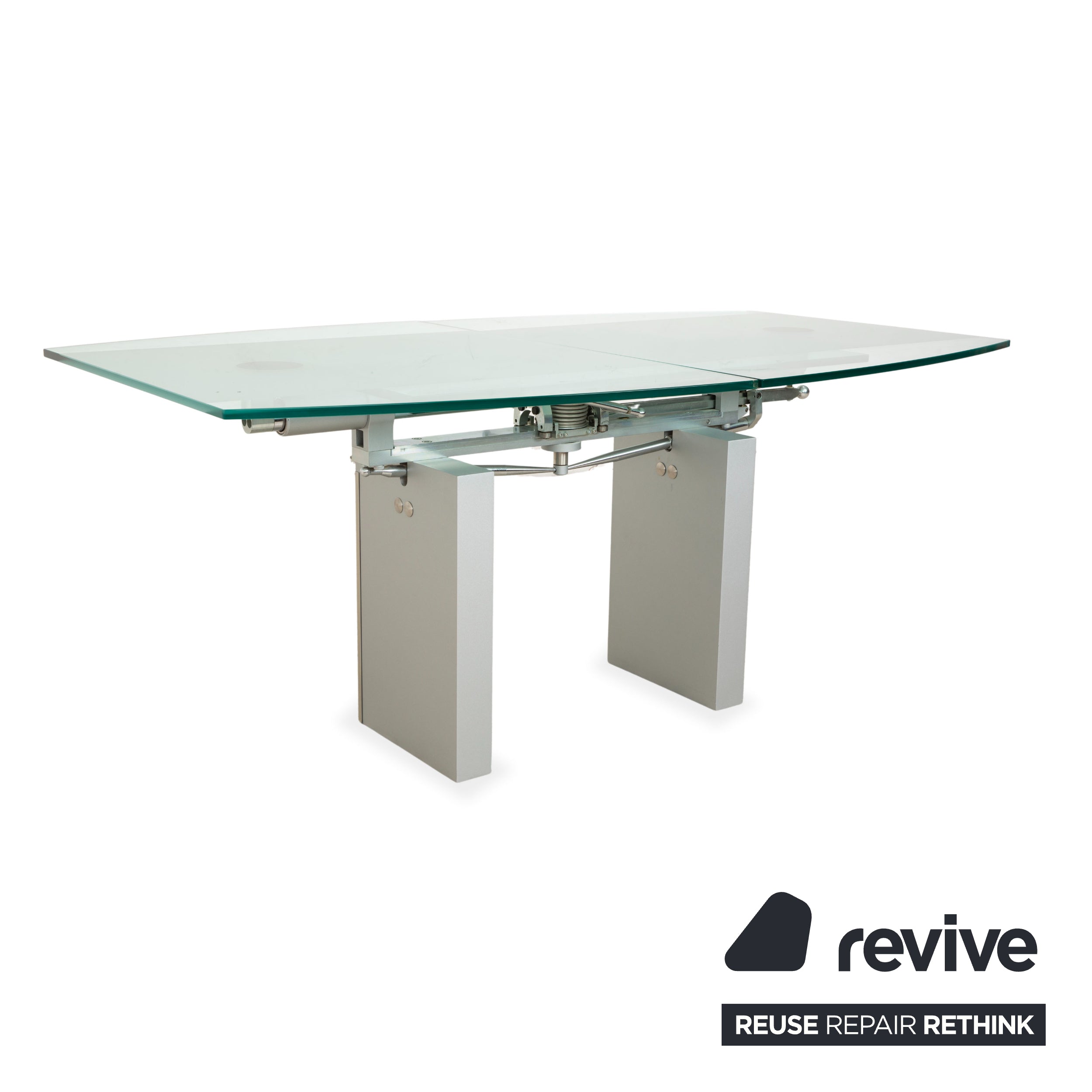 Ronald Schmitt K5000 Glas Esstisch Silber Chrom manuelle Funktion