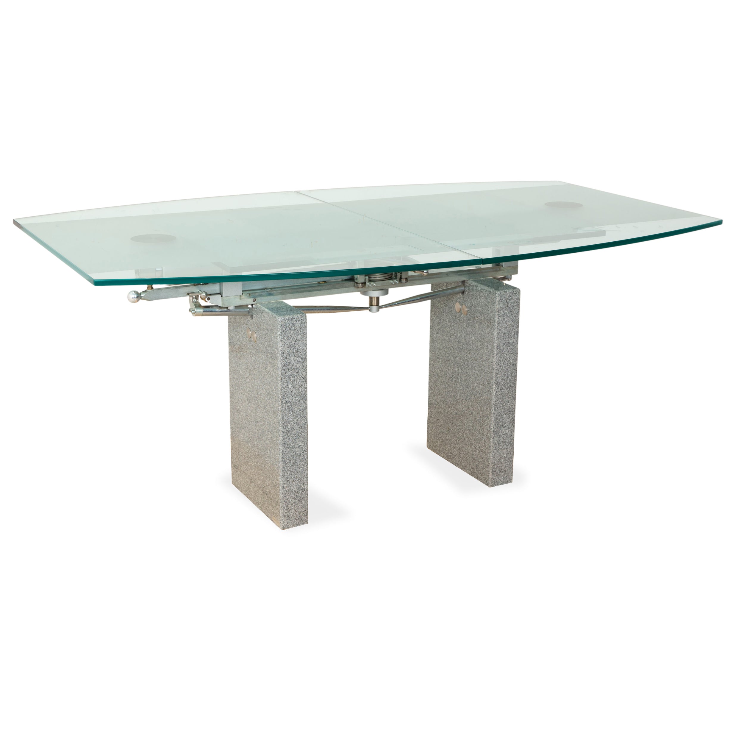 Ronald Schmitt K5000/E Glass Dining Table Silver Granite Manual Function Extendable Function