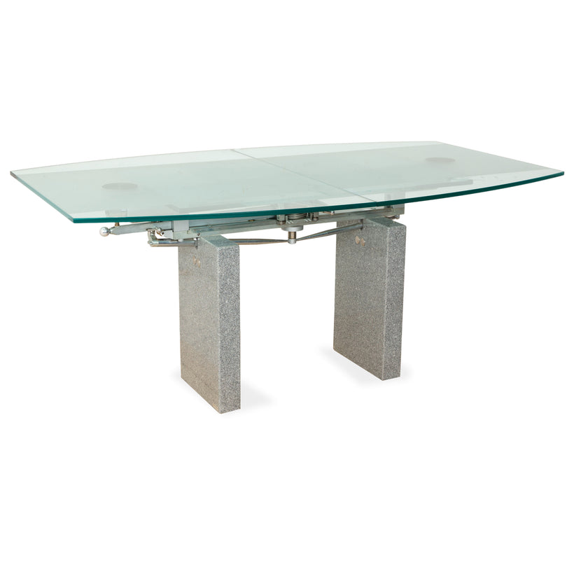 Ronald Schmitt K5000/E Glass Dining Table Silver Granite Manual Function Extendable Function