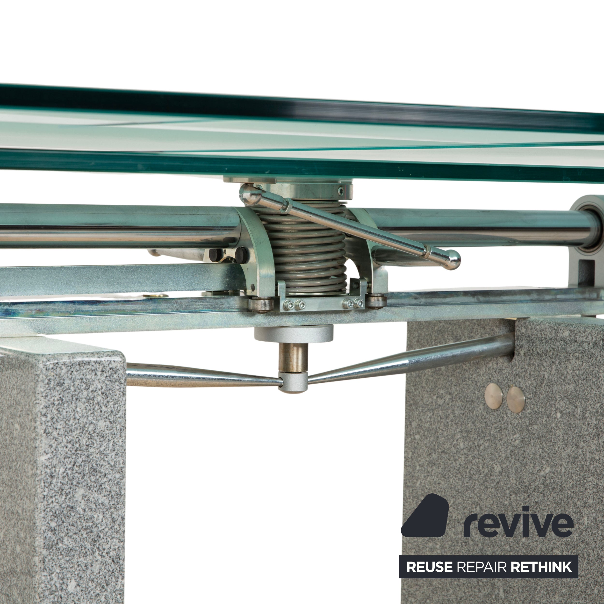 Ronald Schmitt K5000/E Glass Dining Table Silver Granite Manual Function Extendable Function