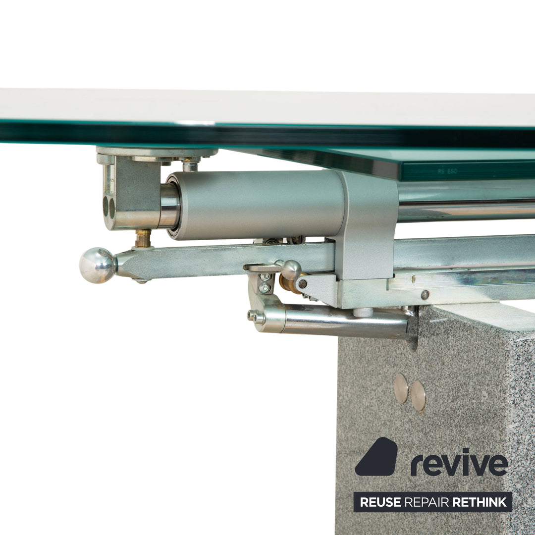 Ronald Schmitt K5000/E Glas Esstisch Silber Granit manuelle Funktion Ausziehfunktion