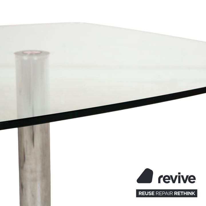 Ronald Schmitt P430 Table basse triplex en verre argenté, table d'appoint 90 x 90 x 73 cm