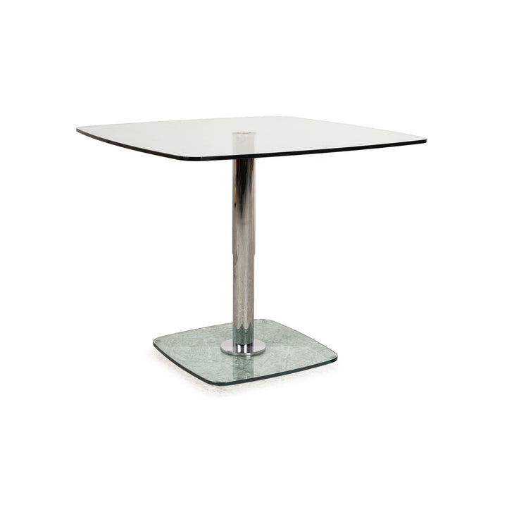 Ronald Schmitt P430 Table basse triplex en verre argenté, table d'appoint 90 x 90 x 73 cm