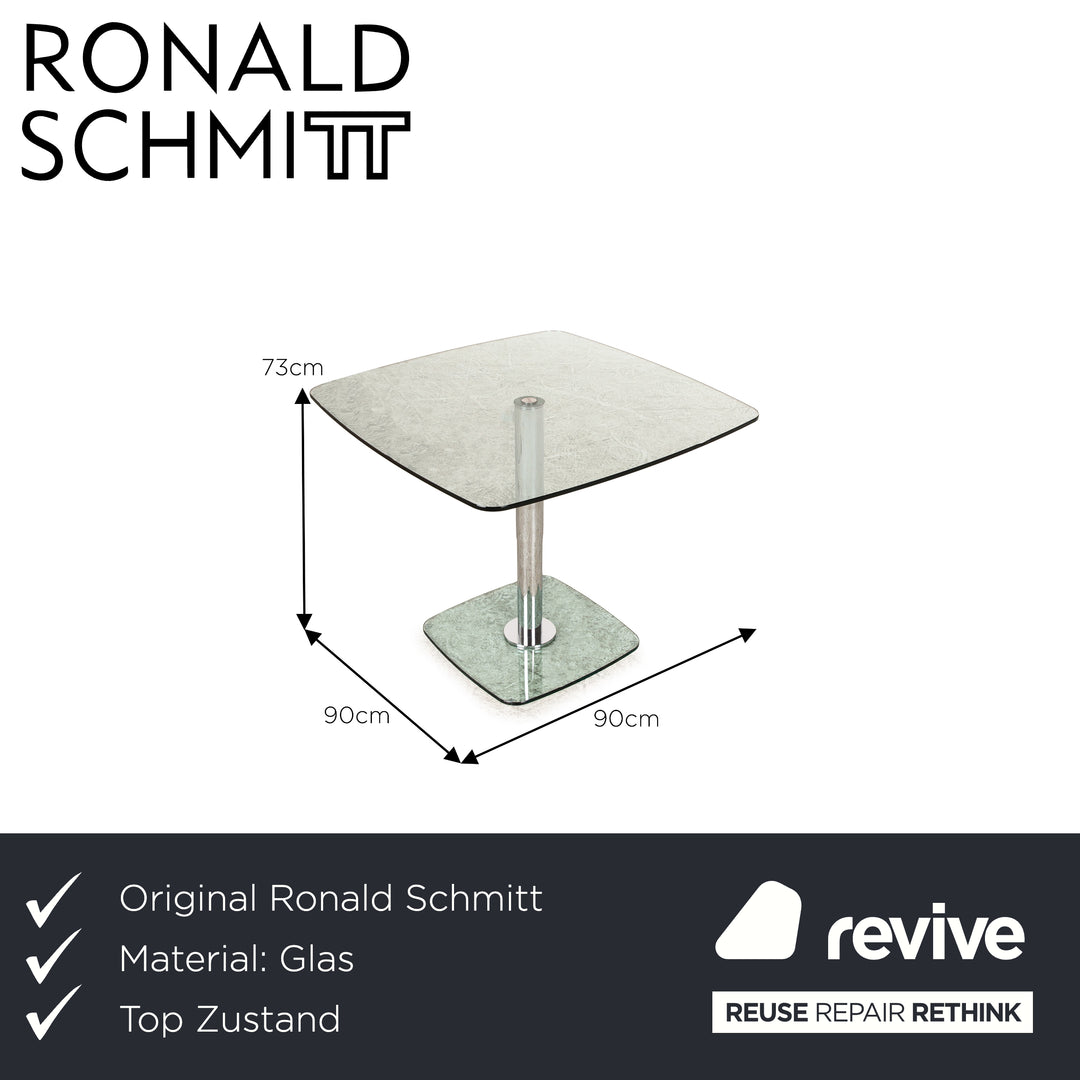 Ronald Schmitt P430 Table basse triplex en verre argenté, table d'appoint 90 x 90 x 73 cm