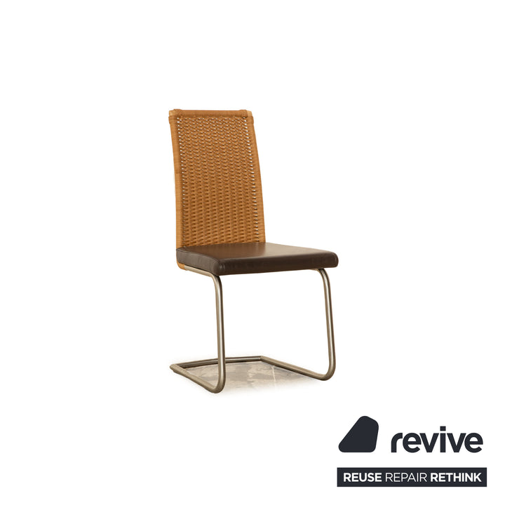 Set of 6 Ronald Schmitt RST 19 leather chairs brown dining room