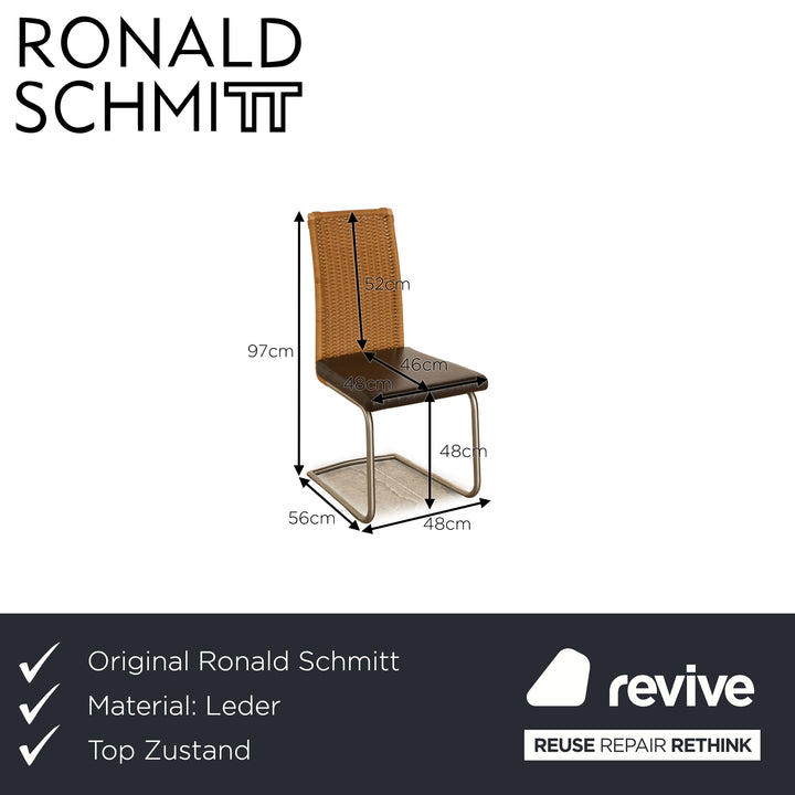 Set of 6 Ronald Schmitt RST 19 leather chairs brown dining room