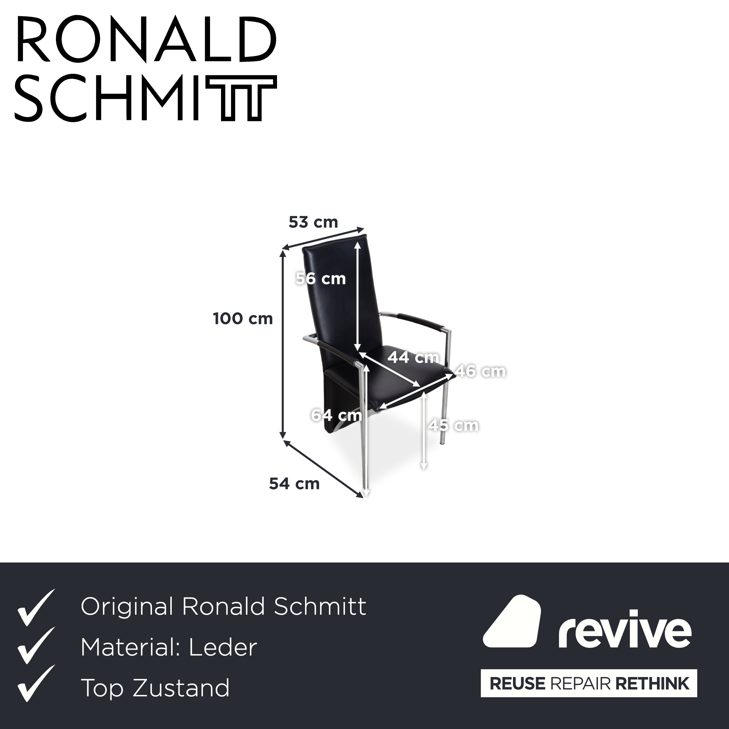 Ronald Schmitt RST 6 Leder Stuhl Schwarz Esszimmer