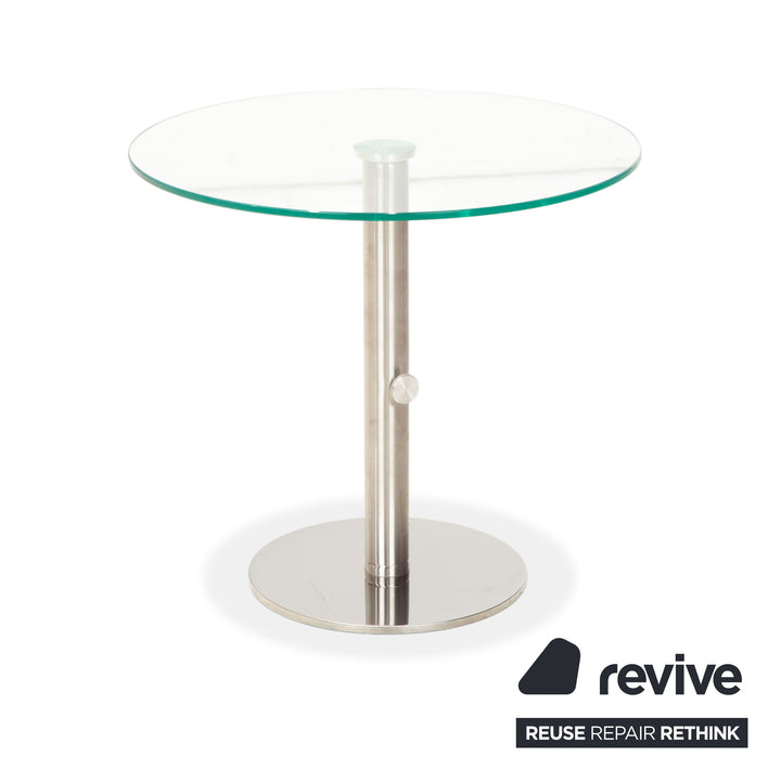 Ronald Schmitt Triplex Glas Couchtisch Silber Beistelltisch höhenverstellbar manuelle Funktion
