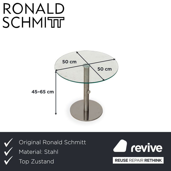 Ronald Schmitt Triplex Glas Couchtisch Silber Beistelltisch höhenverstellbar manuelle Funktion