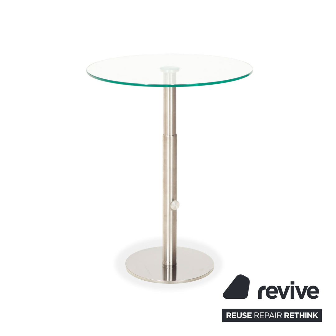 Ronald Schmitt Triplex Glas Couchtisch Silber Beistelltisch höhenverstellbar manuelle Funktion