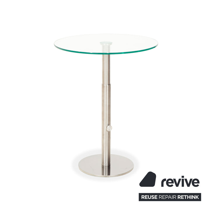 Ronald Schmitt Triplex Glas Couchtisch Silber Beistelltisch höhenverstellbar manuelle Funktion