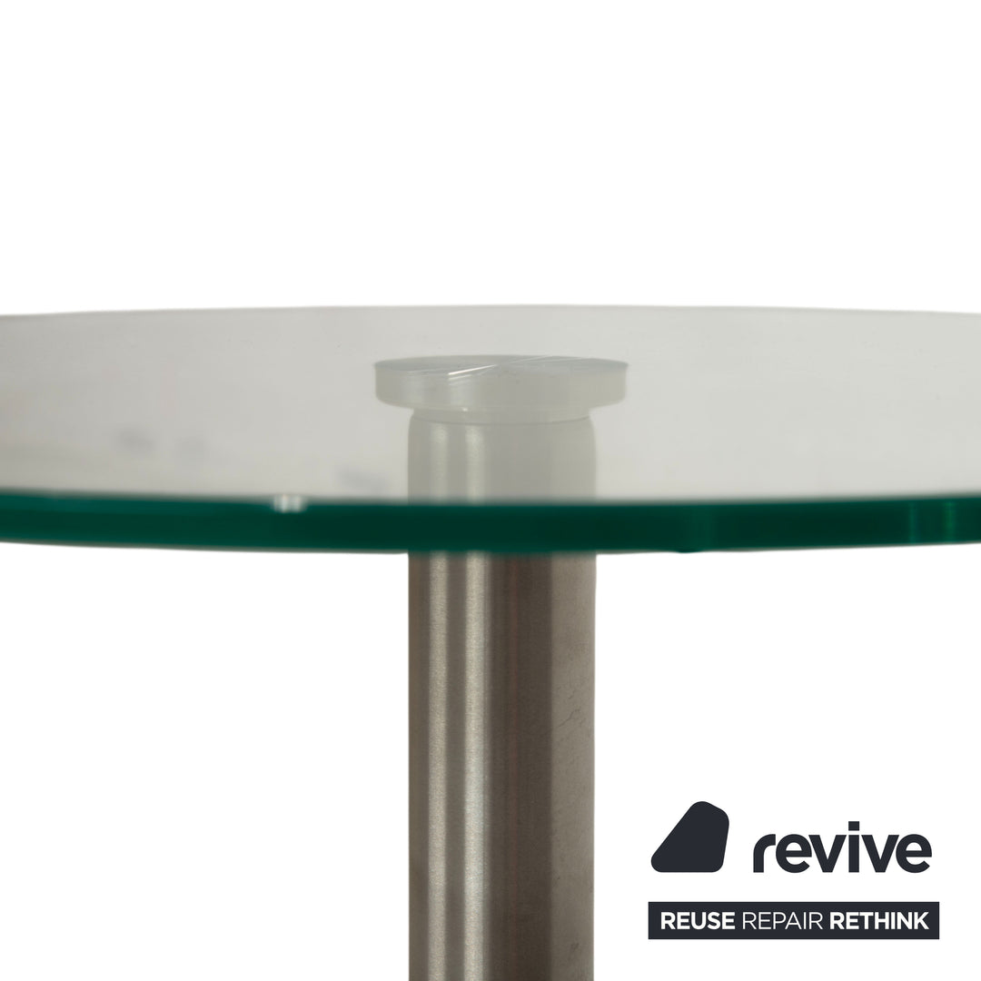 Ronald Schmitt Triplex Glas Couchtisch Silber Beistelltisch höhenverstellbar manuelle Funktion