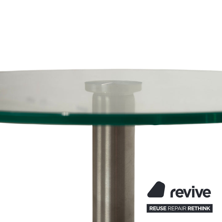 Ronald Schmitt Triplex Glas Couchtisch Silber Beistelltisch höhenverstellbar manuelle Funktion