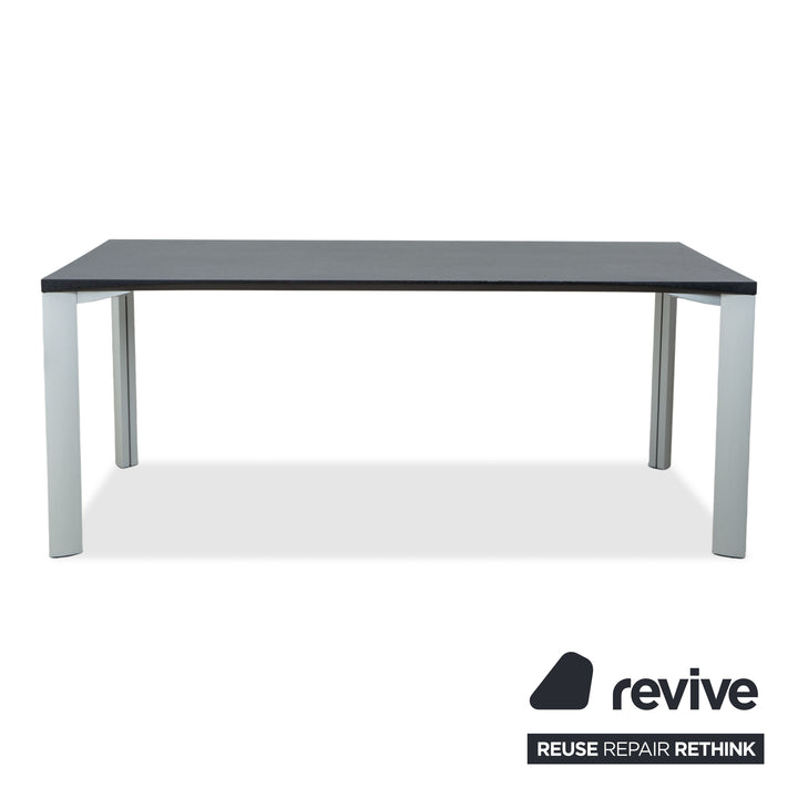 Rosenthal dining table, dark grey, silver legs, 180 x 90 cm