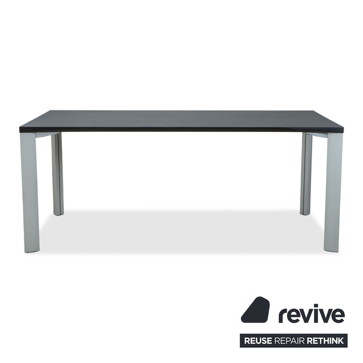 Rosenthal dining table, dark grey, silver legs, 180 x 90 cm