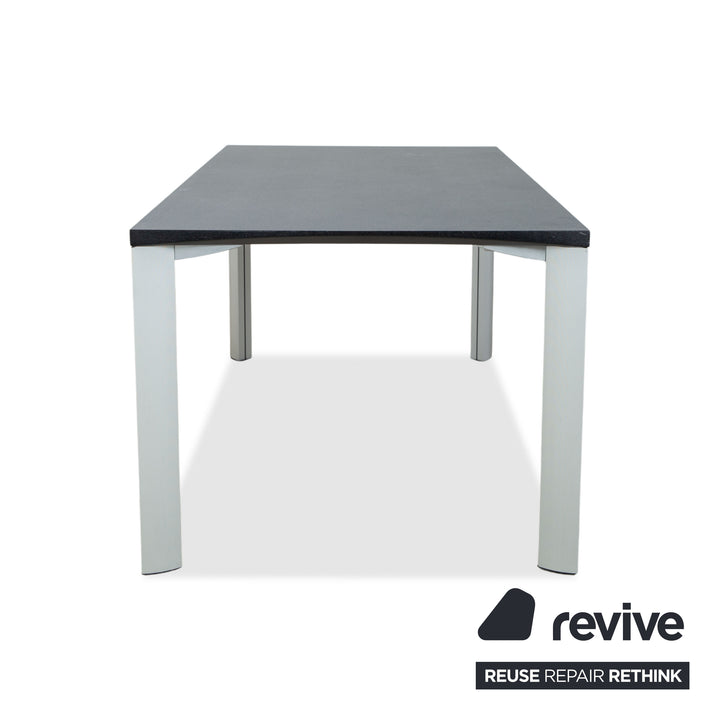 Rosenthal dining table, dark grey, silver legs, 180 x 90 cm