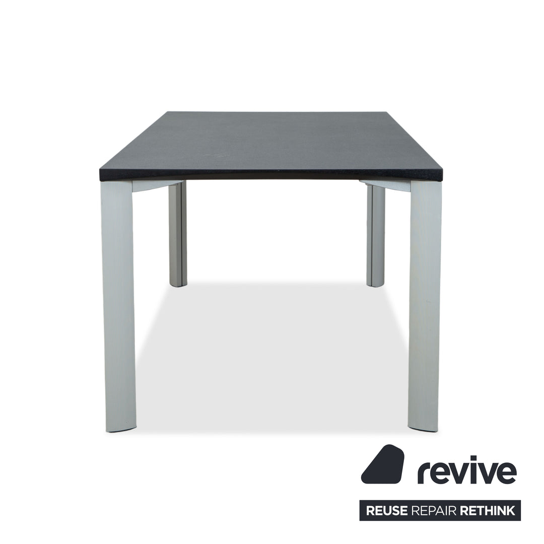 Rosenthal dining table, dark grey, silver legs, 180 x 90 cm