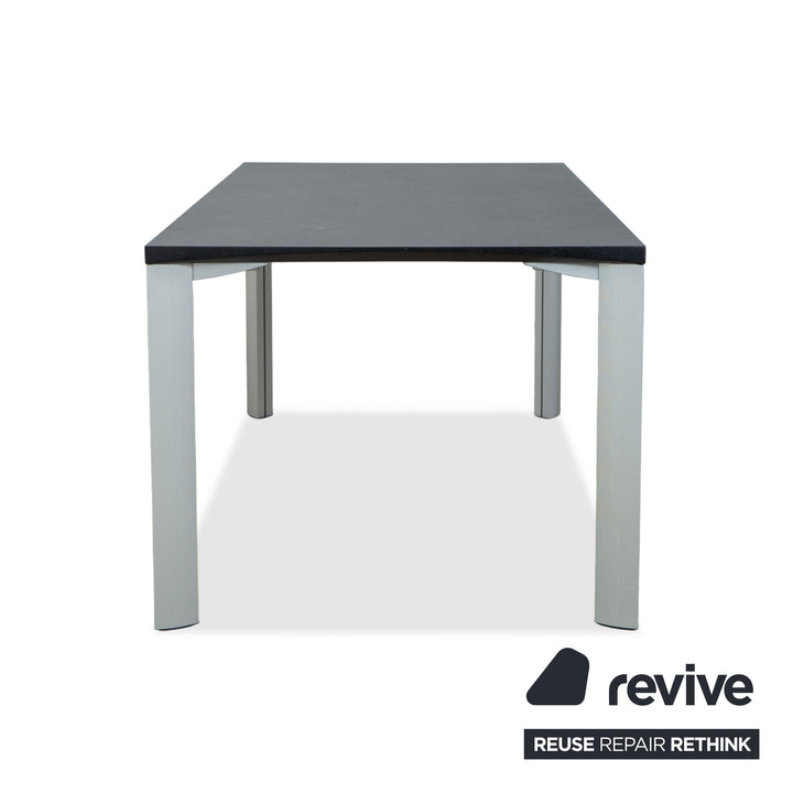 Rosenthal dining table, dark grey, silver legs, 180 x 90 cm