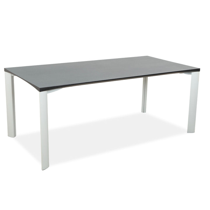 Table de salle à manger Rosenthal, gris foncé, pieds argentés, 180 x 90 cm