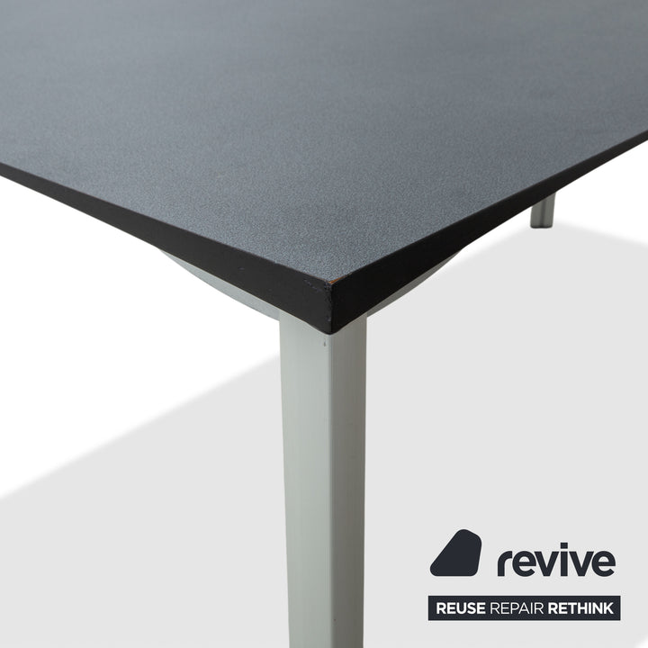 Rosenthal dining table, dark grey, silver legs, 180 x 90 cm