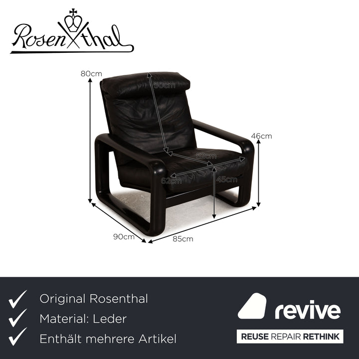 Rosenthal Hombre Leder Sessel Garnitur Schwarz
