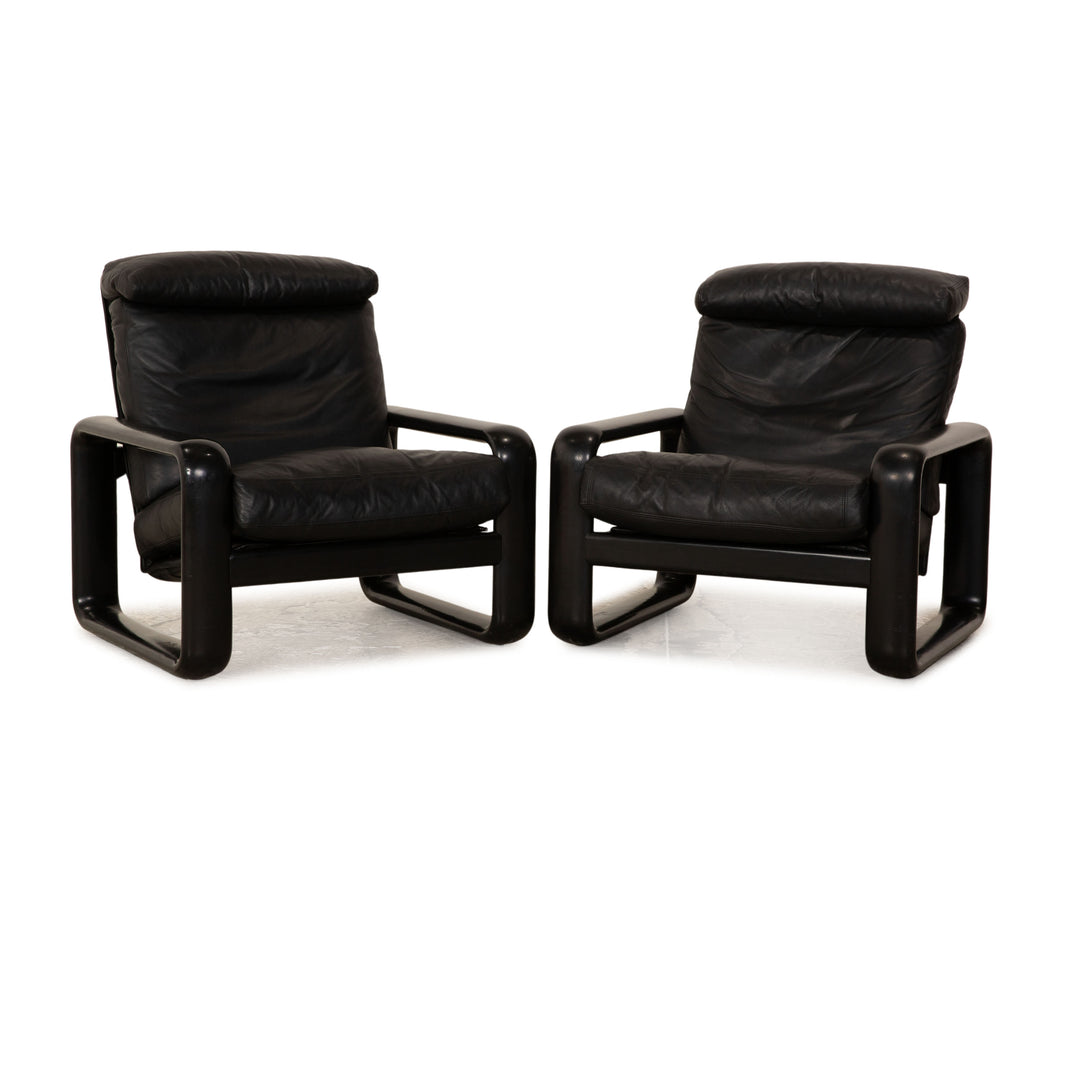 Rosenthal Hombre Leder Sessel Garnitur Schwarz