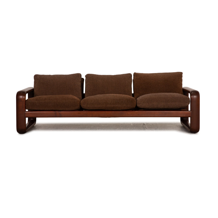 Canapé trois places Rosenthal en tissu marron vintage 1970