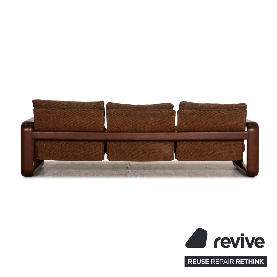 Canapé trois places Rosenthal en tissu marron vintage 1970