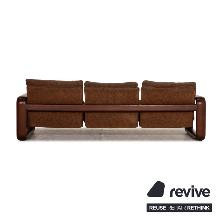 Canapé trois places Rosenthal en tissu marron vintage 1970