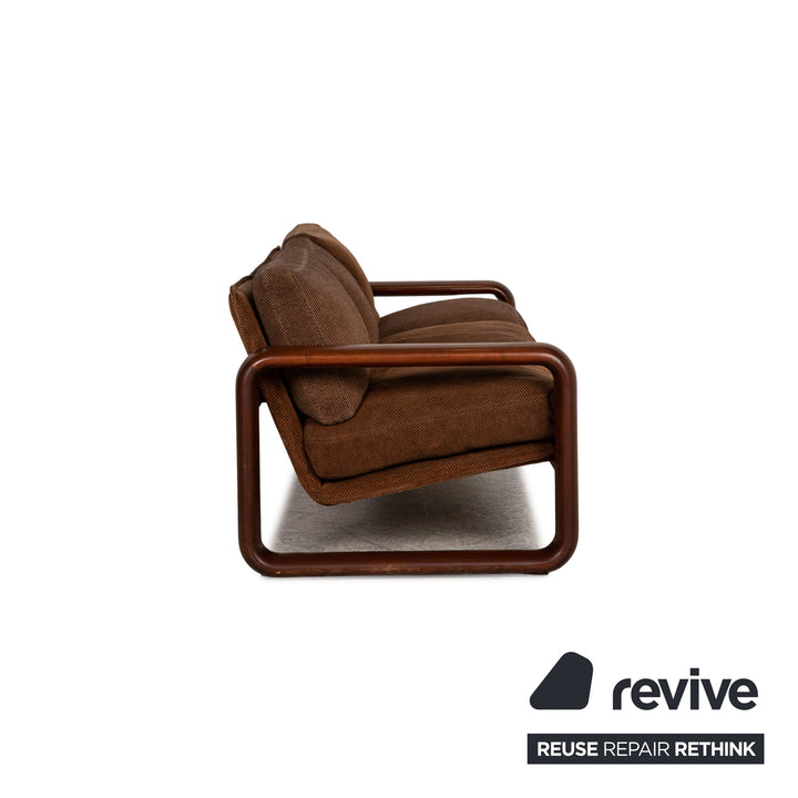 Canapé trois places Rosenthal en tissu marron vintage 1970