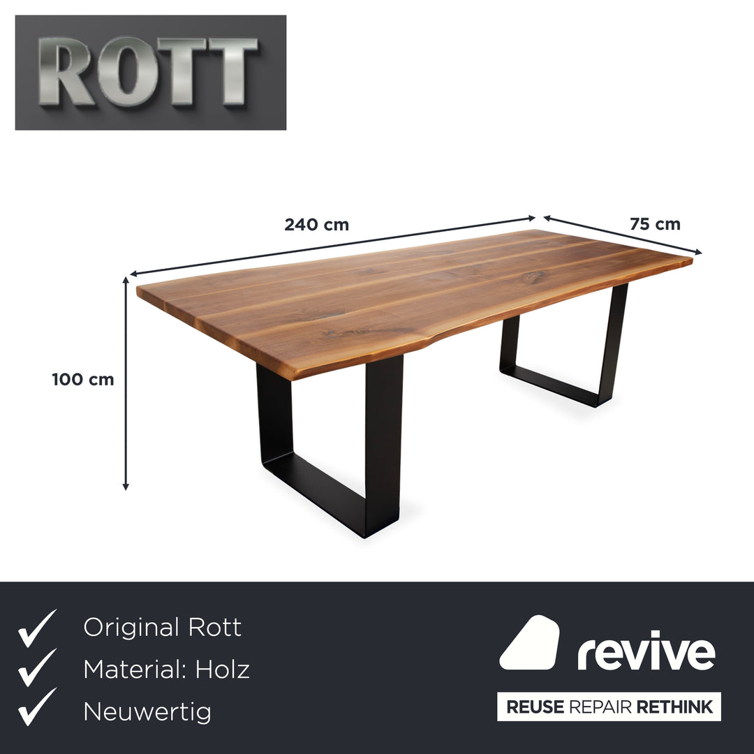 Rott Woodart Solid Wood Dining Table Brown Black 240 x 100 cm