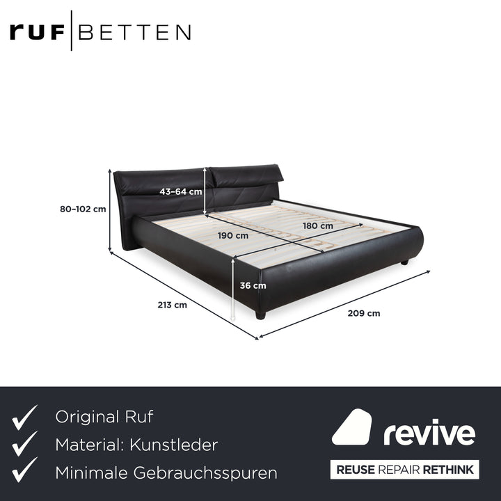 Ruf Bett Schwarz Kunstleder manuelle Funktion