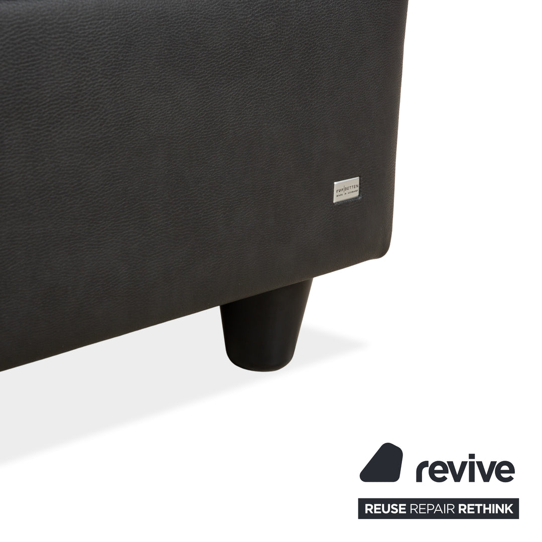 Lit Ruf en similicuir, sommier tapissier, noir/anthracite, 180 x 200 cm, tête de lit réglable en hauteur