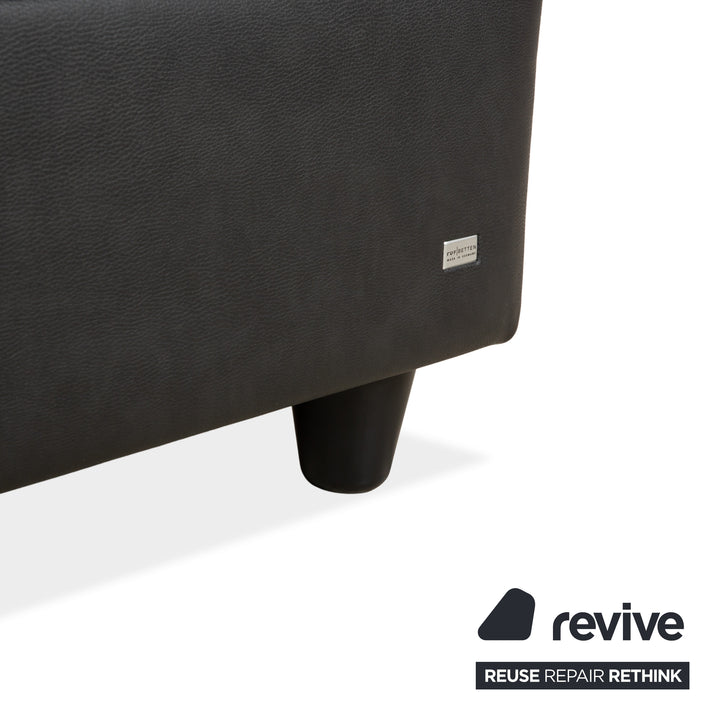 Ruf faux leather bed, box spring bed, black/anthracite, 180x200 cm, height-adjustable headboard