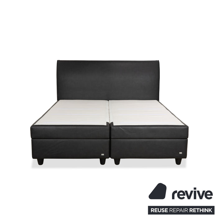 Lit Ruf en similicuir, sommier tapissier, noir/anthracite, 180 x 200 cm, tête de lit réglable en hauteur