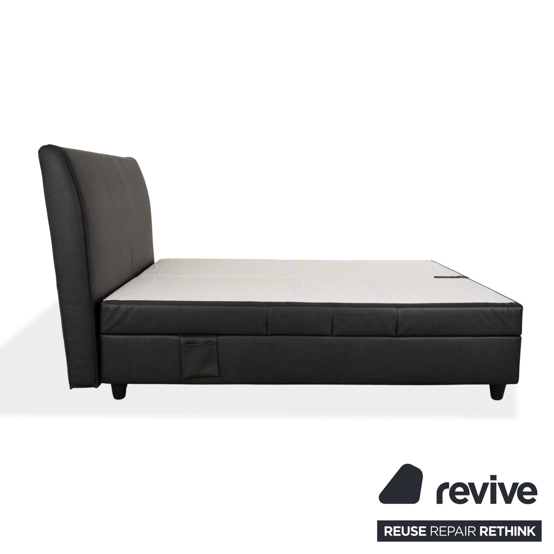 Ruf faux leather bed, box spring bed, black/anthracite, 180x200 cm, height-adjustable headboard