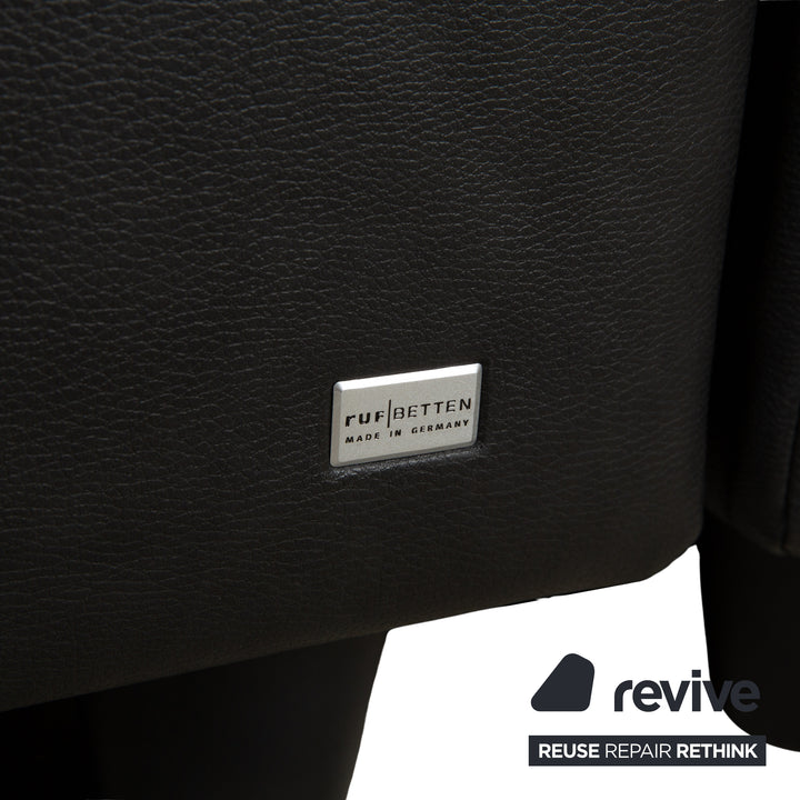 Lit Ruf en similicuir, sommier tapissier, noir/anthracite, 180 x 200 cm, tête de lit réglable en hauteur