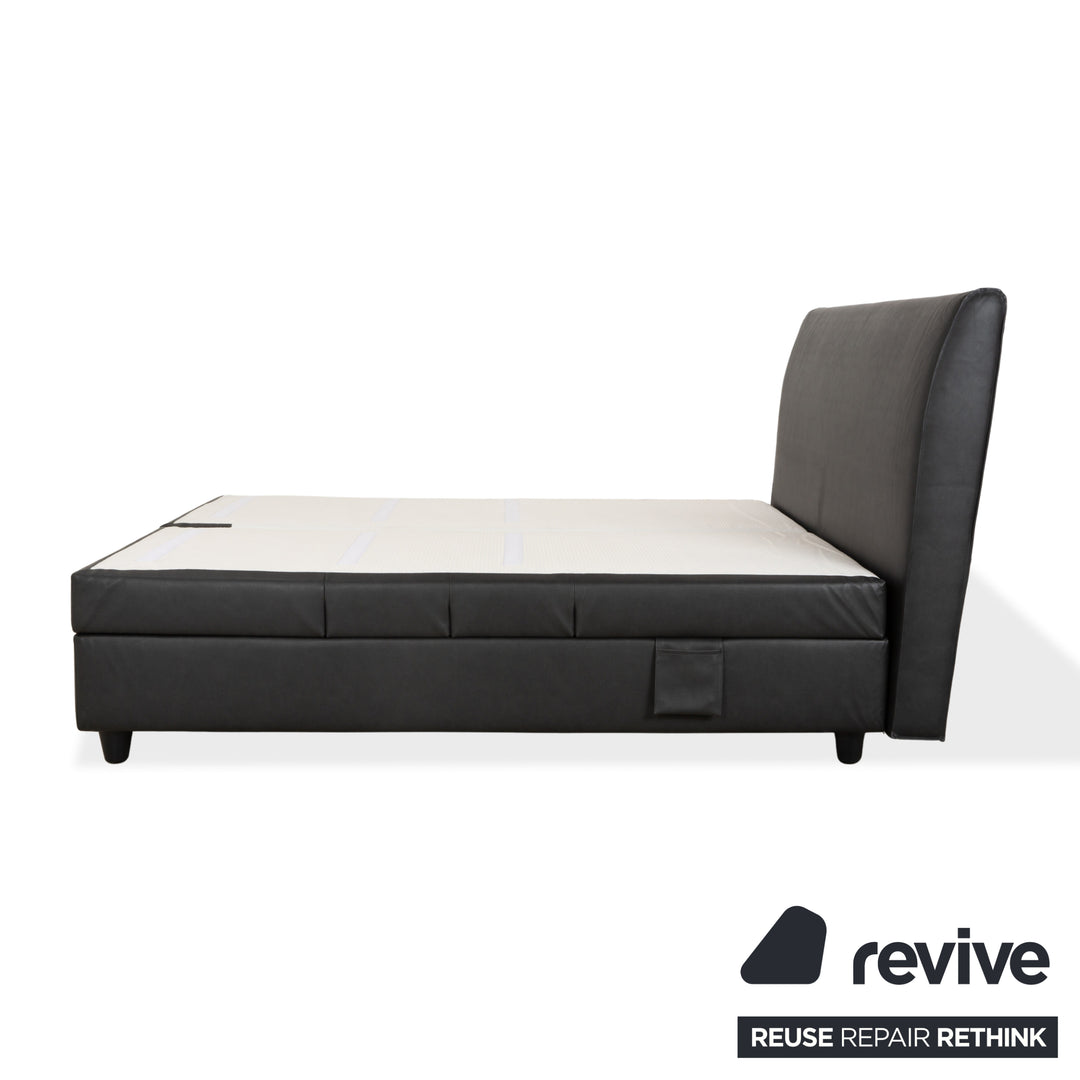 Lit Ruf en similicuir, sommier tapissier, noir/anthracite, 180 x 200 cm, tête de lit réglable en hauteur