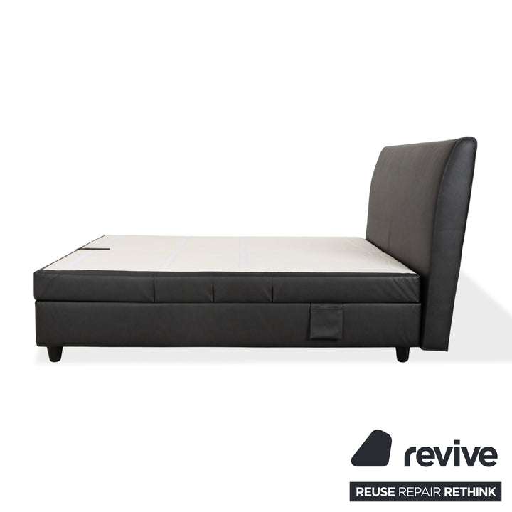 Ruf faux leather bed, box spring bed, black/anthracite, 180x200 cm, height-adjustable headboard