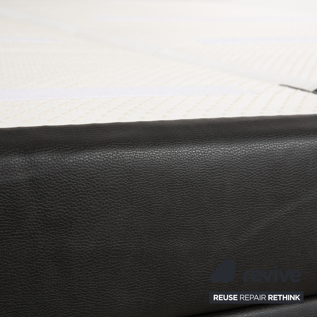 Ruf faux leather bed, box spring bed, black/anthracite, 180x200 cm, height-adjustable headboard