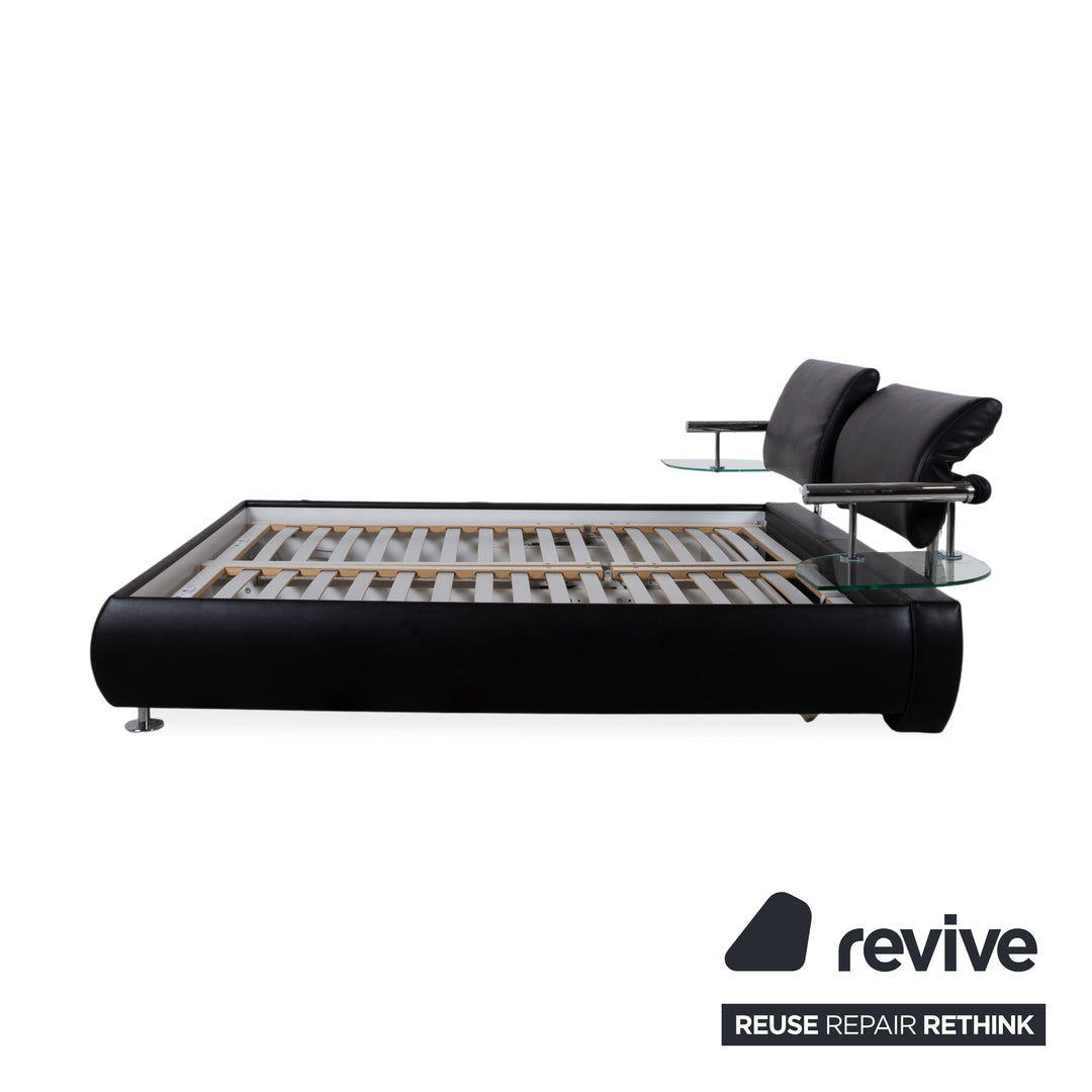 RUF Leather Bed Black including Nightstands Upholstered Bed Bedroom