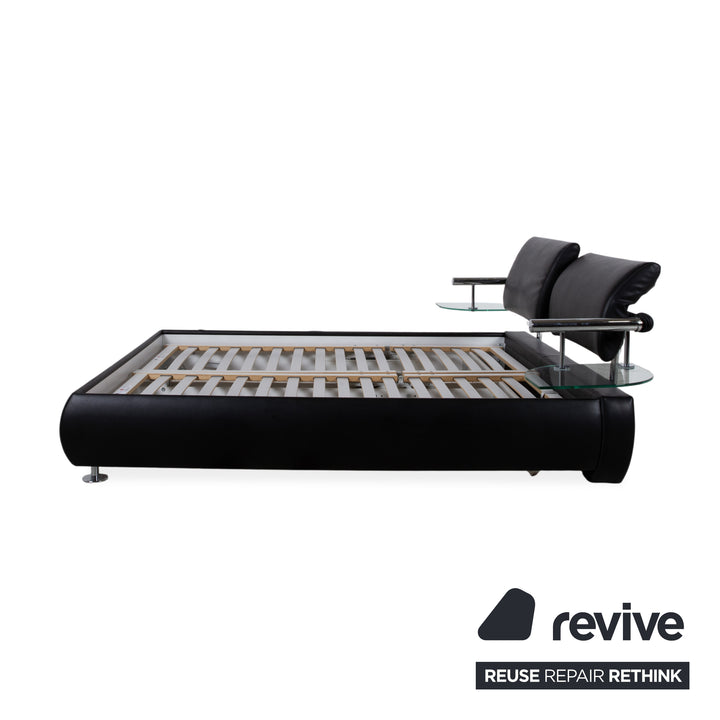 RUF Leather Bed Black including Nightstands Upholstered Bed Bedroom